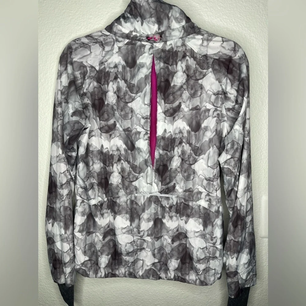 Mondetta Womens Lightweight Watercolor Gray Running Jacket Windbreaker Sz Small